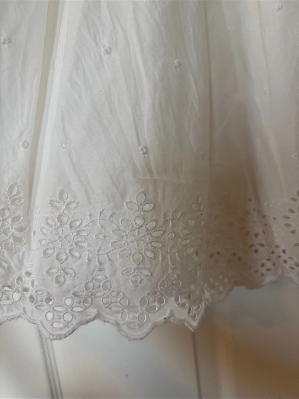 GAP White Eyelet Flutter-Sleeve Cotton Dress